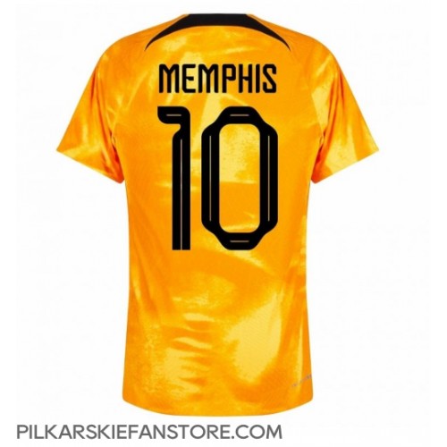 Tanie Strój piłkarski Holandia Memphis Depay #10 Koszulka Podstawowej MŚ 2022 Krótkie Rękawy
